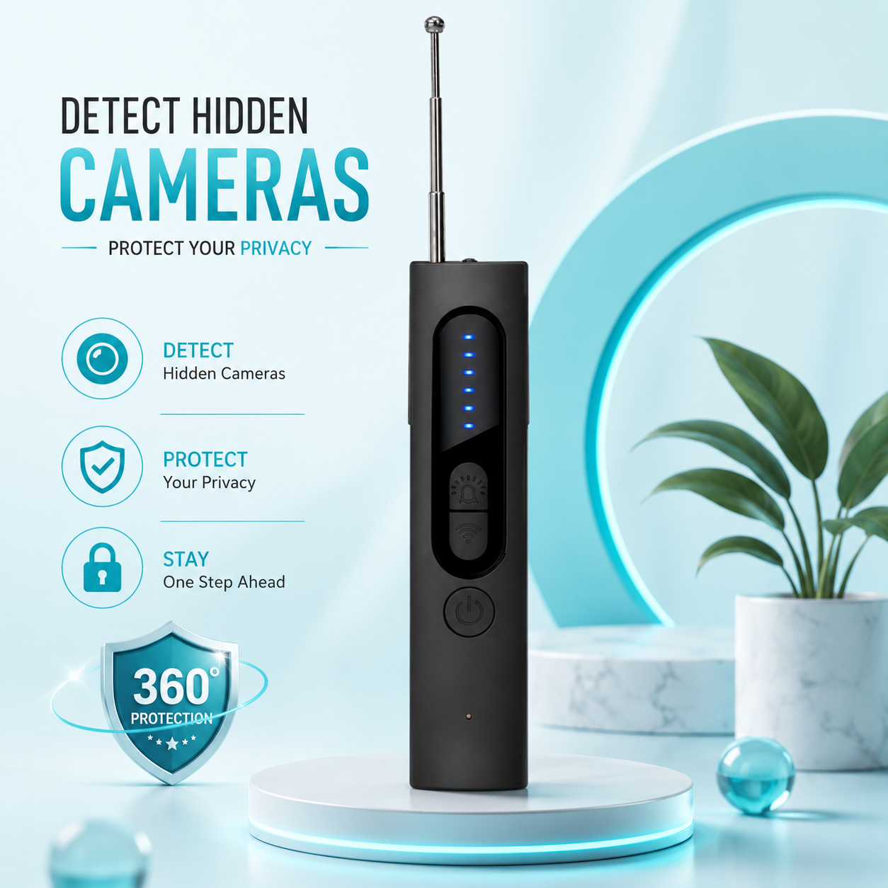 Vivomend™ Hidden Camera Detector (Military Grade, with built-in RF and GPS Tracking Detection)