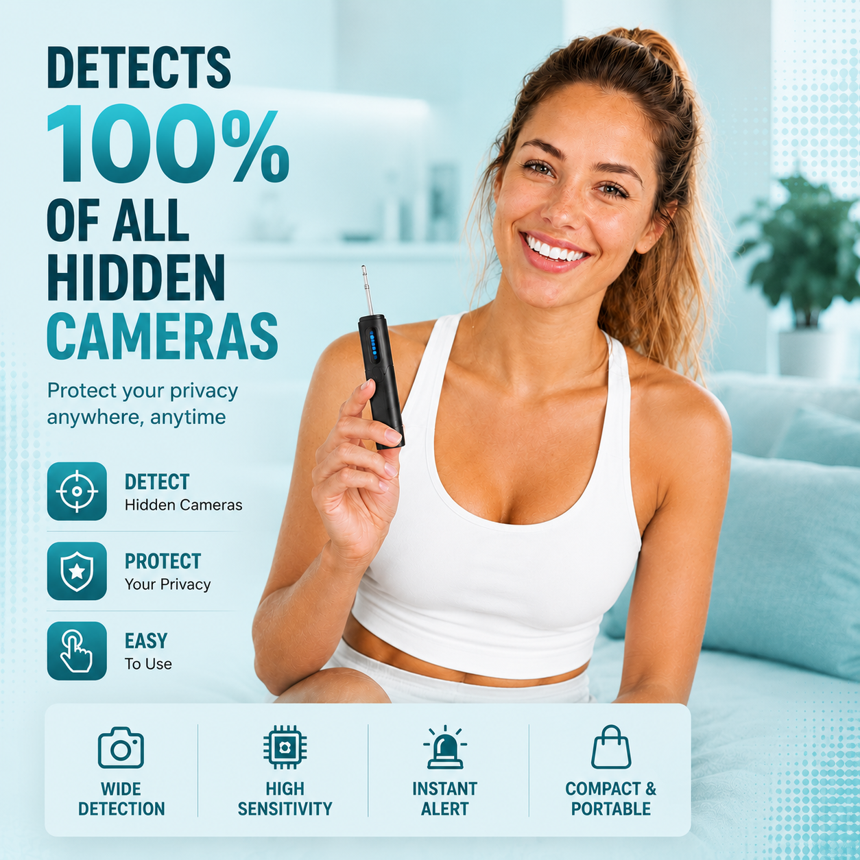 Vivomend™ Hidden Camera Detector (Military Grade, with built-in RF and GPS Tracking Detection)