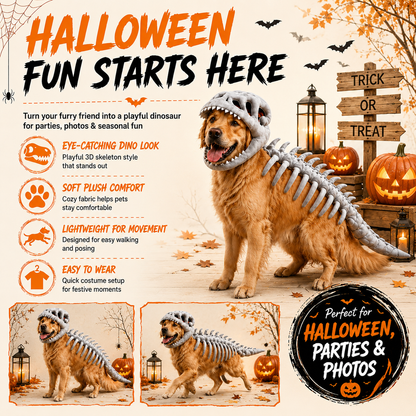 Vivomend Dinosaur Skeleton Pet Costume