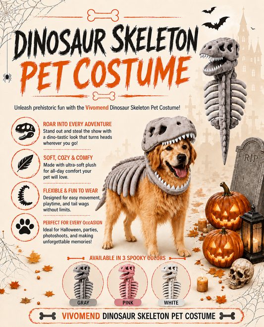 Vivomend™ Dinosaur Skeleton Dog Costume