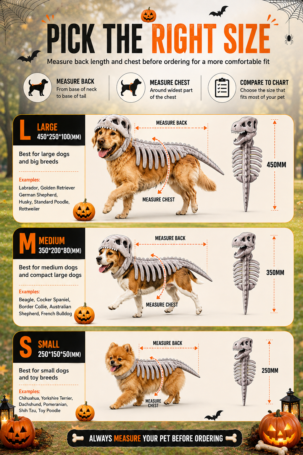 Vivomend Dinosaur Skeleton Pet Costume