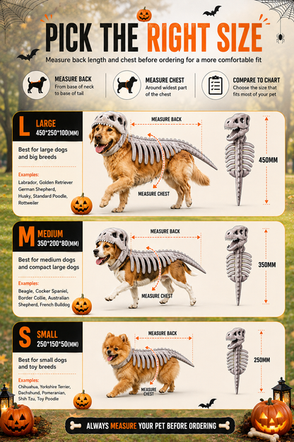 Vivomend Dinosaur Skeleton Pet Costume