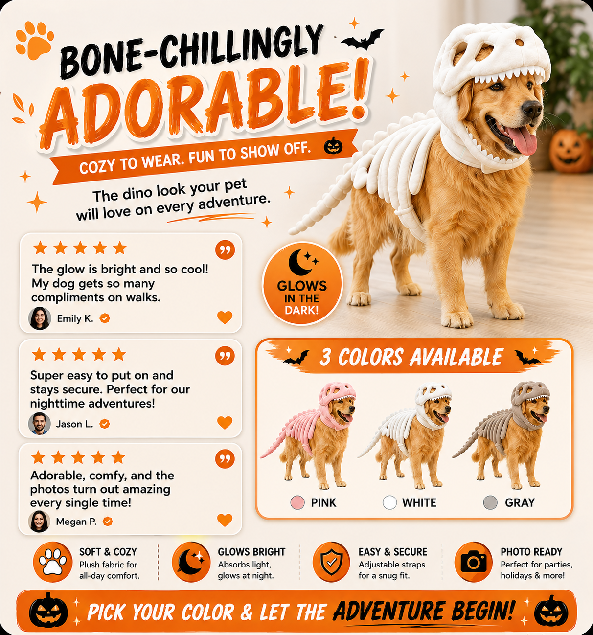 Vivomend Dinosaur Skeleton Pet Costume